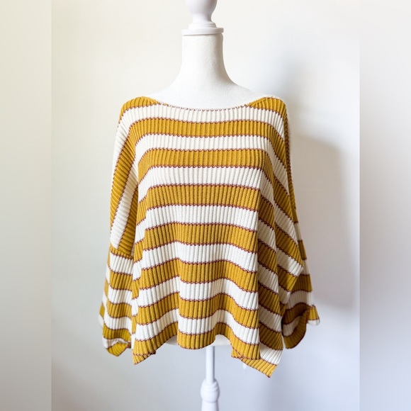 By Together Yellow Stripe Boxy Cotton Sweater - Picture 7 of 12